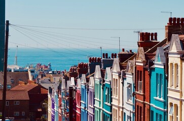 the colourful neighbourhood, blaker street, in brighton. famous for its colourful houses and the sea