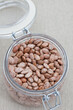 Glass jar with pinto beans