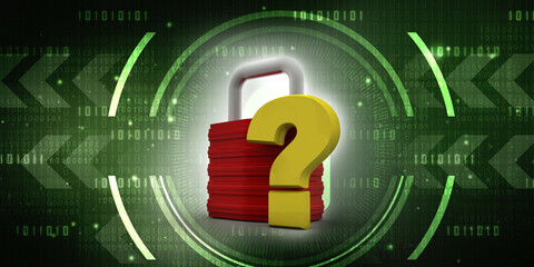 Poster - 3d rendering question mark with lock