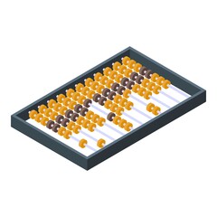 Poster - Wooden abacus icon. Isometric of wooden abacus vector icon for web design isolated on white background