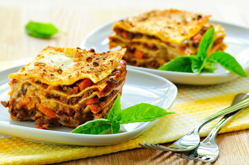 Plates of lasagna