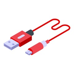 Poster - Usb cable charger icon. Isometric of usb cable charger vector icon for web design isolated on white background