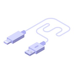 Wall Mural - Usb white cable charger icon. Isometric of usb white cable charger vector icon for web design isolated on white background