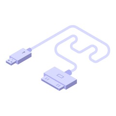 Poster - Tablet usb cable charger icon. Isometric of tablet usb cable charger vector icon for web design isolated on white background