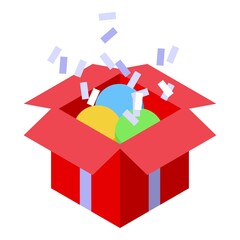 Poster - Gift box subscription icon. Isometric of gift box subscription vector icon for web design isolated on white background