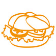 Handgezeichneter Burger in orange