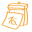 Handgezeichneter Kalender - Tag 16 in orange