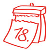 Handgezeichneter Kalender - Tag 18 in rot
