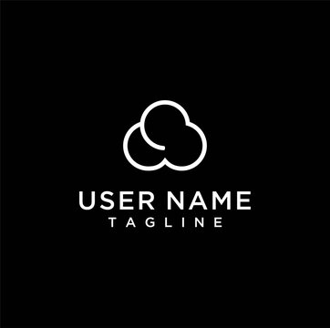 simple white cloud logo on black background