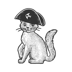 Pirate cat character sketch raster illustration