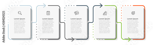 Cuadros en Lienzo Minimal infographic thin line template 5 options or steps
