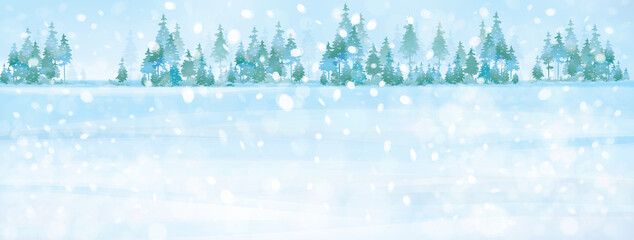Wall Mural - vector winter background. winter snowy landscape.