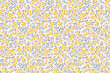 Simple cute pattern in small yellow flowers on white background. Liberty style. Ditsy print. Floral seamless background. The elegant the template for fashion prints.
