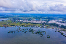 Aerial View Of Boats In Tam Giang Lagoon, Near Hue City, Vietnam.