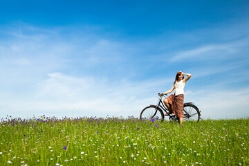 Poster - Girl with a bicycle