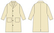 Long coat, trench coat vector template illustration / natural