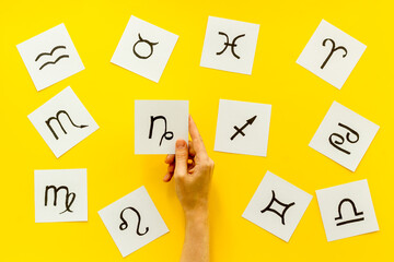 horoscope astrology concept. zodiac signs, top view