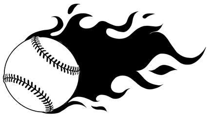 Sticker - Vector Illustration of Softball or Baseball with Movement Motion Lines in black and white