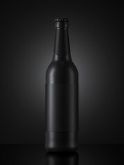 Leinwandbilder - Model of matt black beer bottle.