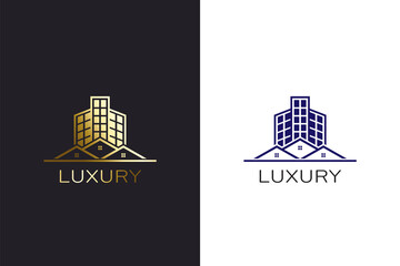 Wall Mural - Building and Houses gold color logo design template