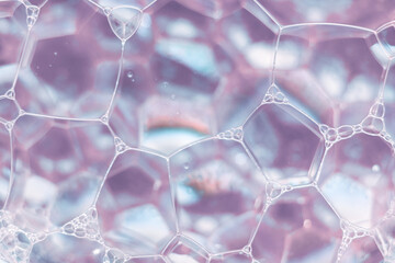 Aufkleber - Close up Beautiful abstract soap bubbles. Background pattern for design. Macro photography view.