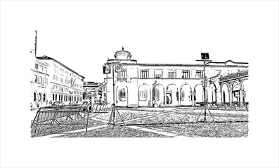 building view with landmark of bergamo is a city in the alpine lombardy region of northern italy. ha
