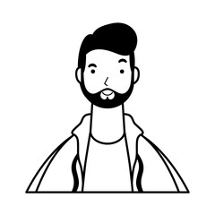 Sticker - young man male with beard character line style