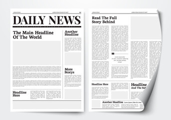 vector illustration daily news paper template with text and picture placeholder.