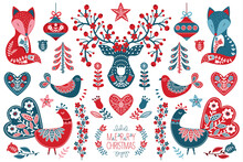 Christmas Scandinavian Folk Art Design Collection Set 