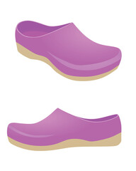 Sticker - Purple  clogs shoes. vector illustration