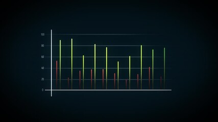 Poster - Business Growth And Success Arrow Infographics/ 4k animation of a business infographics with rising curves and bar stats appearing, symbolizing growth and success, increase and decrease earnings with 