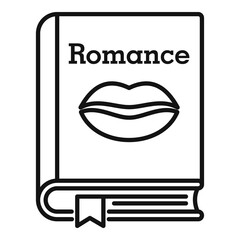 Sticker - Literary romance book icon. Outline literary romance book vector icon for web design isolated on white background