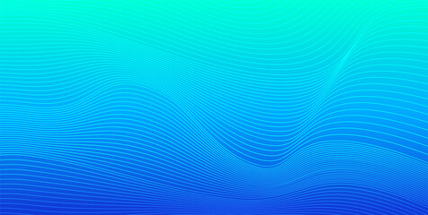 Turquoise blue gradient abstract vector background with dynamic wavy lines. Backdrop for banners, presentations, covers