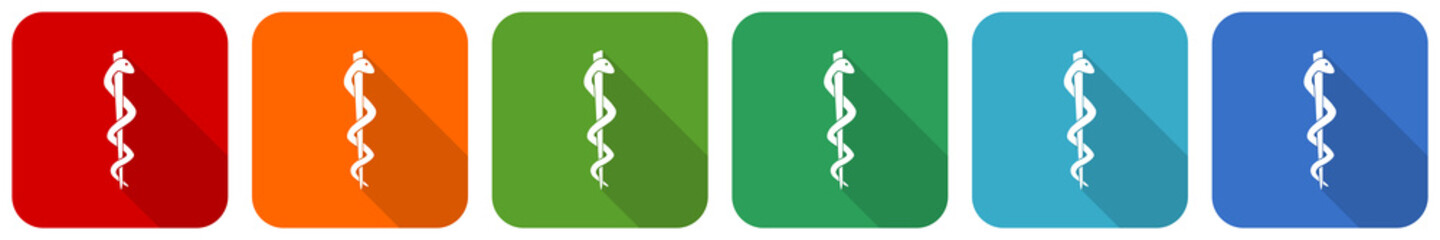 Aufkleber - Emergency icon set, flat design vector illustration in 6 colors options for webdesign and mobile applications