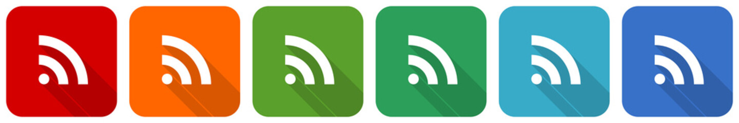 Aufkleber - Mobile signal icon set, flat design vector illustration in 6 colors options for webdesign and mobile applications