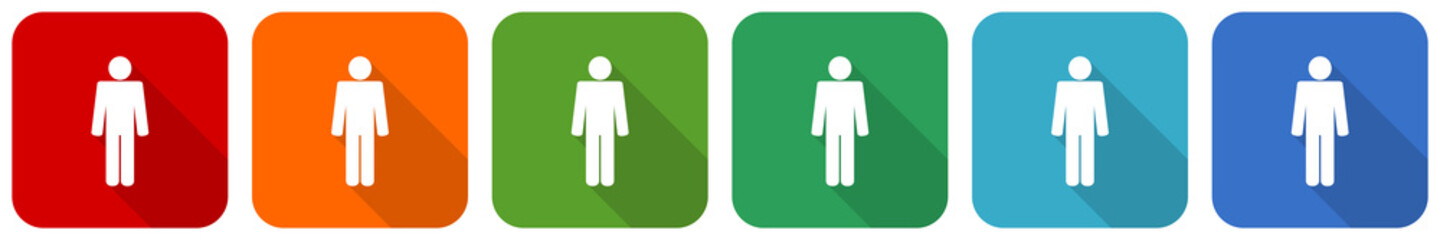 Poster - Male, gender icon set, flat design vector illustration in 6 colors options for webdesign and mobile applications