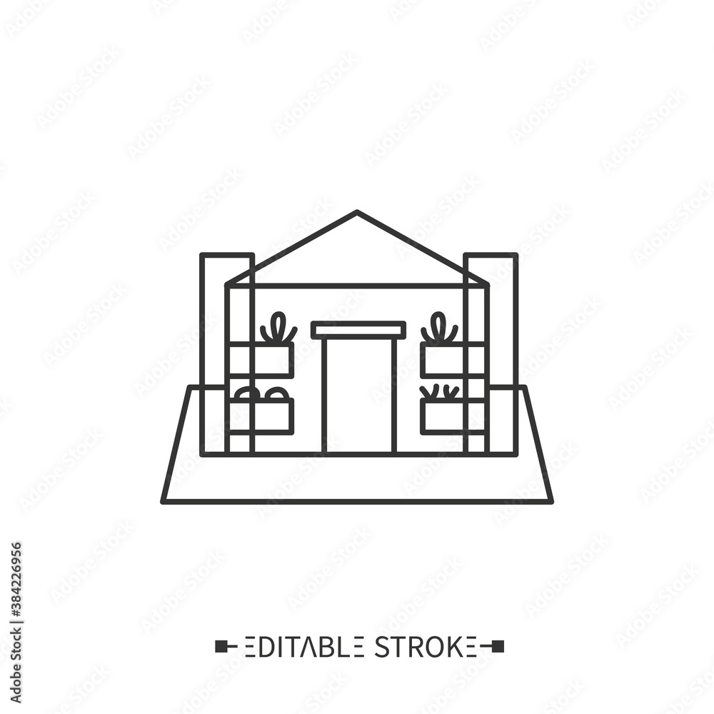 Polyhouse Vector Greenhouse line icon. Polyhouse cultivation. Artificial ecosystem ...