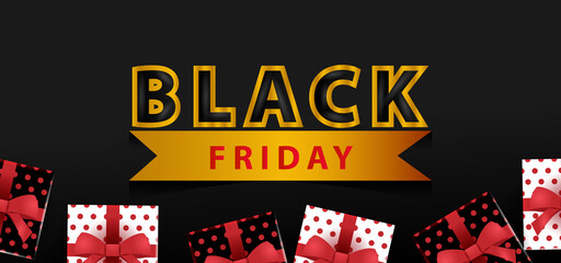 Poster - Black friday with 3d gift box background design concept