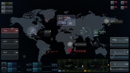 Fototapete - Head up display screen monitor full set motion graphic with 3d rendering.