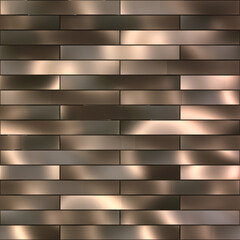 3d effect - abstract metallic surface bricks wall