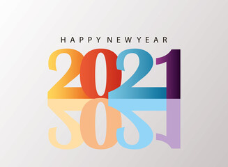 happy new year 2021 colorful lettering with shadow