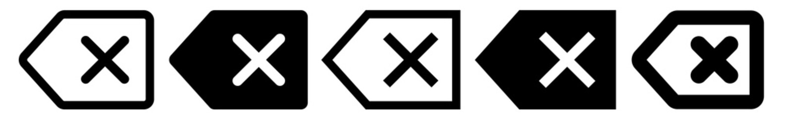 Wall Mural - delete arrow icon black | remove text arrows illustration | cancel symbol | button back logo | clear