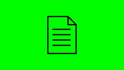 Poster - line document icon animation on green background 4k video
