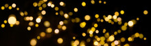 Christmas Light Background - Christmassy Golden Glitter Shiny Chain Lights For Chrismas Or New Year's Eve 2022.