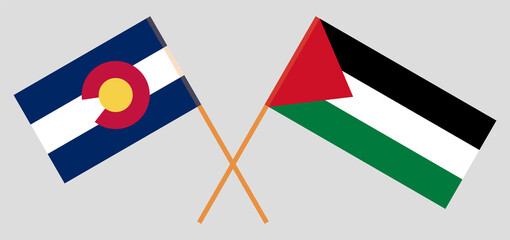 Crossed flags of The State of Colorado and Palestine