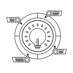 Poster - bulb and infographics statistics financial line style icon