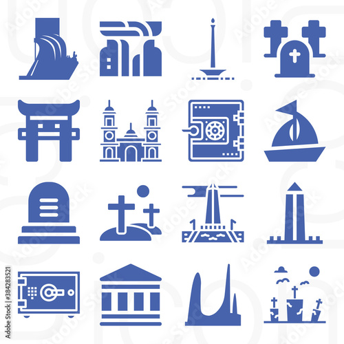 Cuadros en Lienzo 16 pack of burial chamber filled web icons set