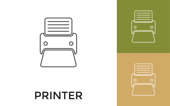 Editable Printer Thin Line Icon with Title. Useful For Mobile Application, Website, Software and Print Media.