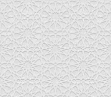 Arabesque Star Pattern With Grunge Light Grey Background, Vector Illustration