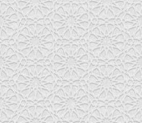 Wall Mural - Arabesque Star Pattern with Grunge Light Grey Background, Vector Illustration